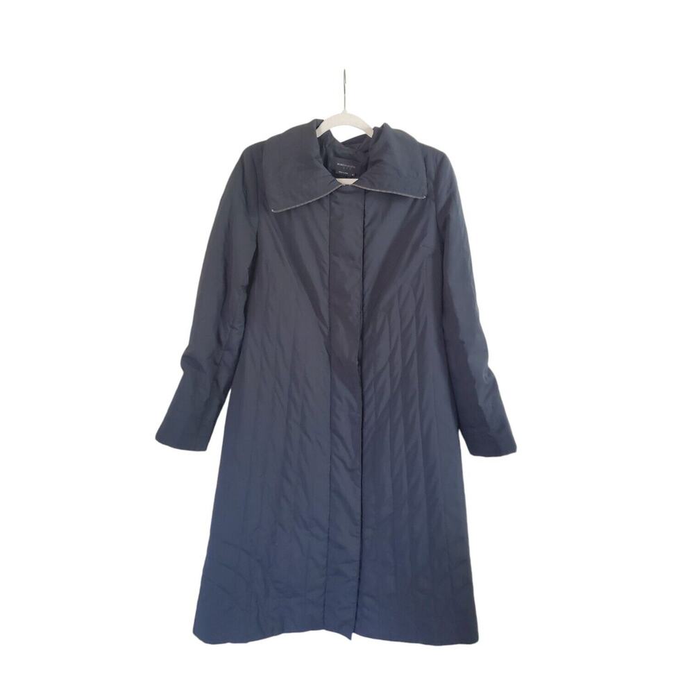 BCBGMAXAZRIA Long Black Quilted Midweight Minimalist Coat Jacket, Women's Medium